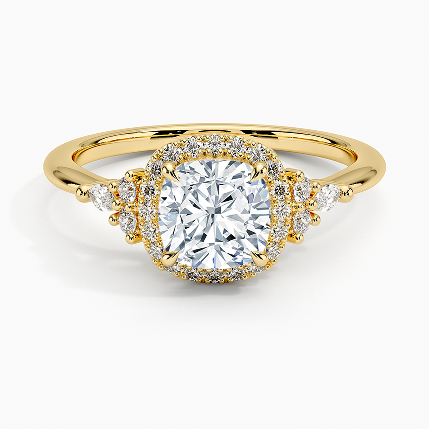 Nadia Halo Diamond Ring (1/4 ct. tw.) Yellow Gold 18k Cushion Engagement Ring