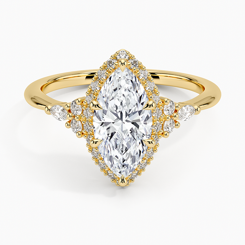Nadia Halo Diamond Ring (1/4 ct. tw.) Yellow Gold 18k Marquise Engagement Ring