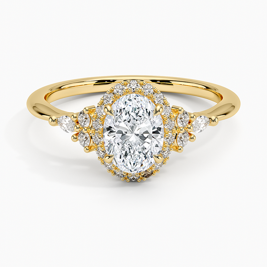 Nadia Halo Diamond Ring (1/4 ct. tw.) Yellow Gold 18k Oval Engagement Ring