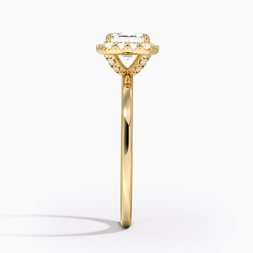 Vienna Halo Diamond Ring Yellow Gold 18k Asscher Engagement Ring
