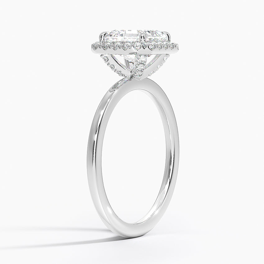 Vienna Halo Diamond Ring Platinum Asscher Engagement Ring