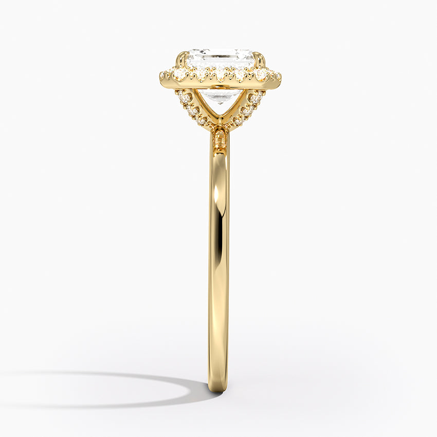 Vienna Halo Diamond Ring Yellow Gold 18k Asscher Engagement Ring
