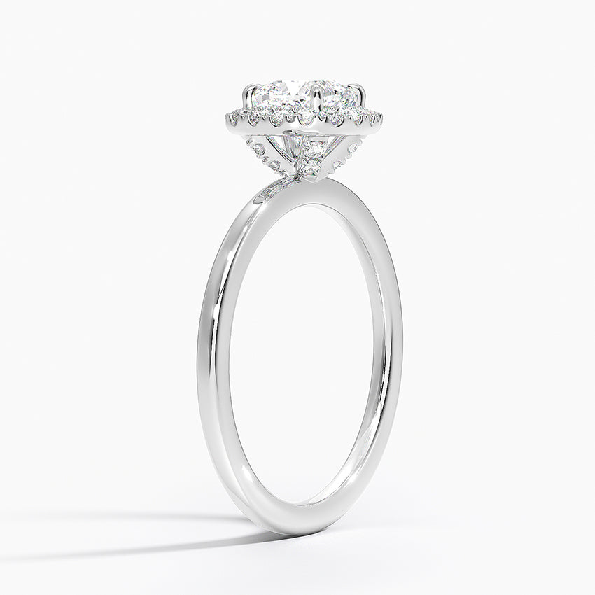 Vienna Halo Diamond Ring Platinum Cushion Engagement Ring