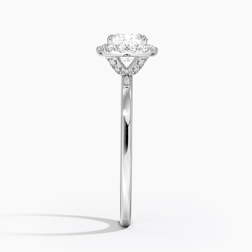 Vienna Halo Diamond Ring Platinum Cushion Engagement Ring