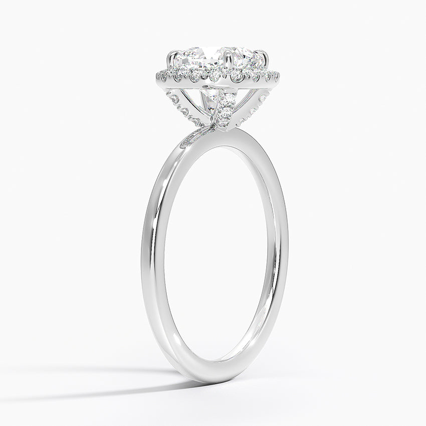Vienna Halo Diamond Ring Platinum Cushion Engagement Ring