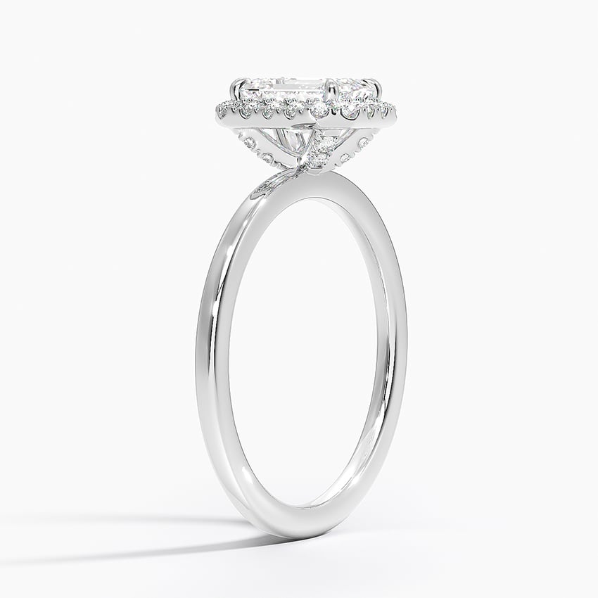 Vienna Halo Diamond Ring Platinum Emerald Engagement Ring