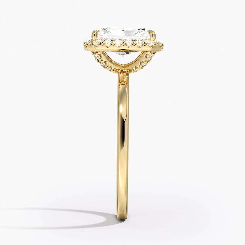 Vienna Halo Diamond Ring Yellow Gold 18k Radiant Engagement Ring