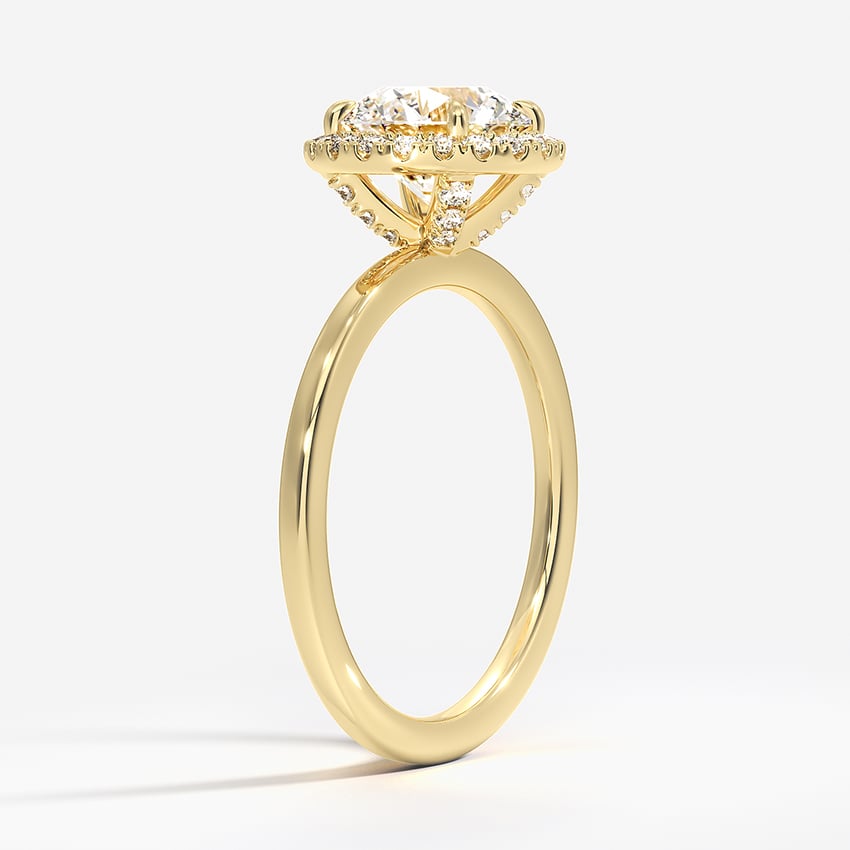 Vienna Halo Diamond Ring Yellow Gold 18k Round Engagement Ring