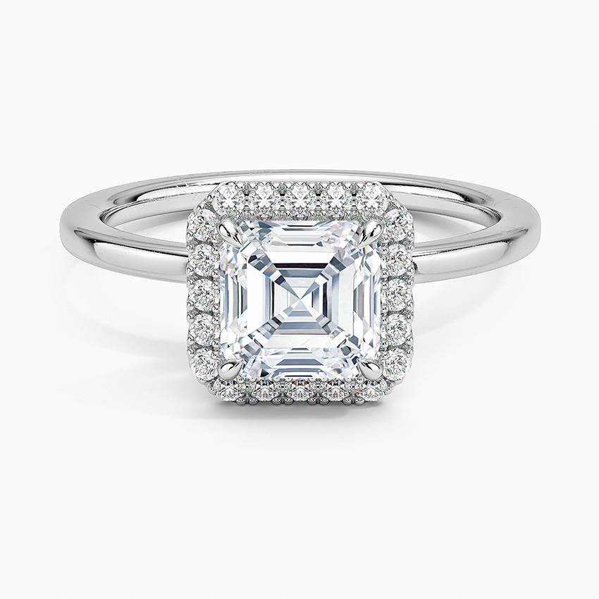 Vienna Halo Diamond Ring Platinum Asscher Engagement Ring