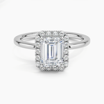 Vienna Halo Diamond Ring Platinum Emerald Engagement Ring