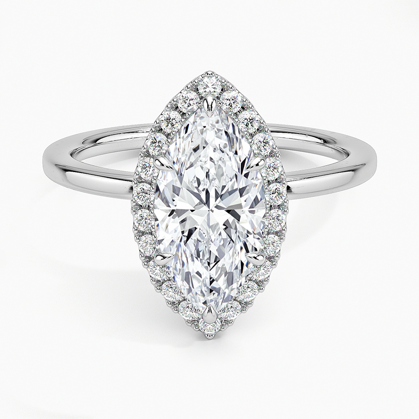 Vienna Halo Diamond Ring Platinum Marquise Engagement Ring