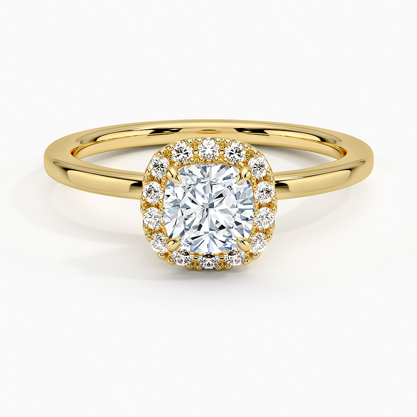Vienna Halo Diamond Ring Yellow Gold 18k Cushion Engagement Ring