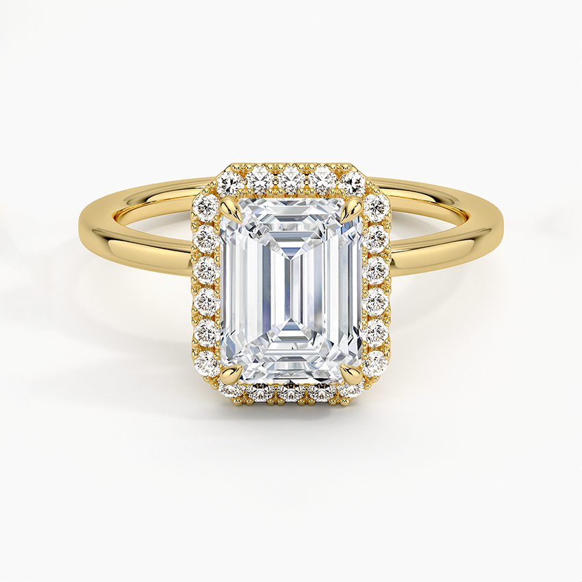 Vienna Halo Diamond Ring Yellow Gold 18k Emerald Engagement Ring