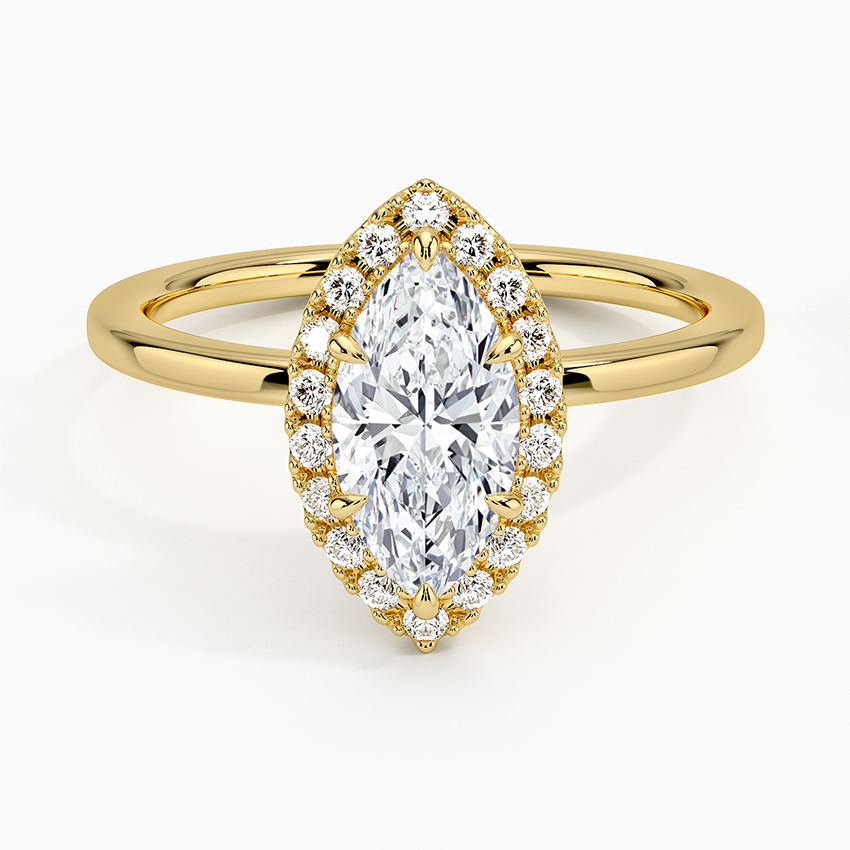 Vienna Halo Diamond Ring Yellow Gold 18k Marquise Engagement Ring
