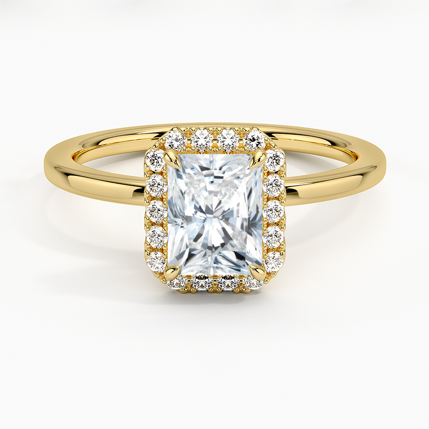 Vienna Halo Diamond Ring Yellow Gold 18k Radiant Engagement Ring