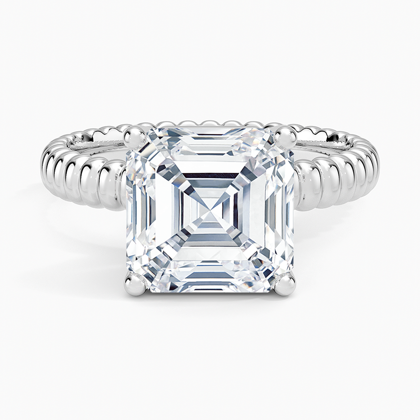 Petra Textured Solitaire Ring Platinum Asscher Engagement Ring