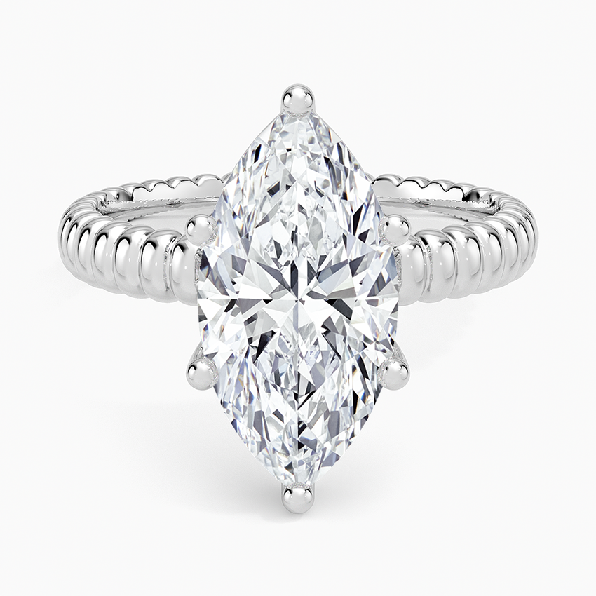 Petra Textured Solitaire Ring Platinum Marquise Engagement Ring