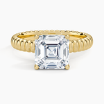 Petra Textured Solitaire Ring Yellow Gold 18k Asscher Engagement Ring