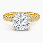 Petra Textured Solitaire Ring Yellow Gold 18k Cushion Engagement Ring