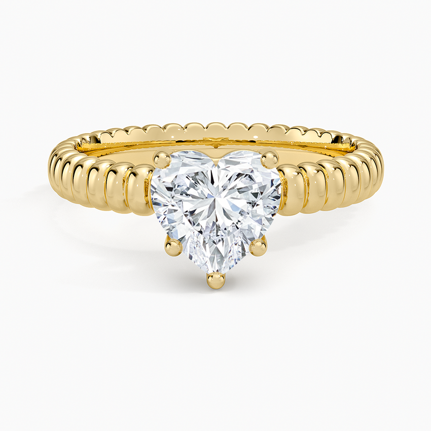 Petra Textured Solitaire Ring Yellow Gold 18k Heart Engagement Ring