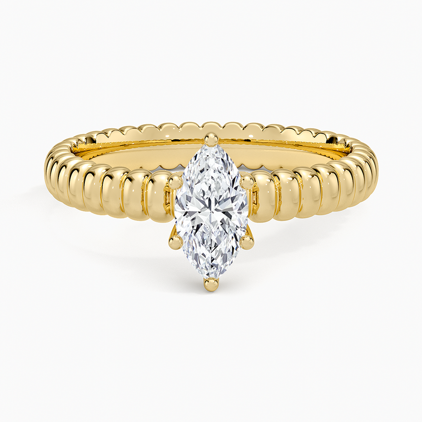 Petra Textured Solitaire Ring Yellow Gold 18k Marquise Engagement Ring