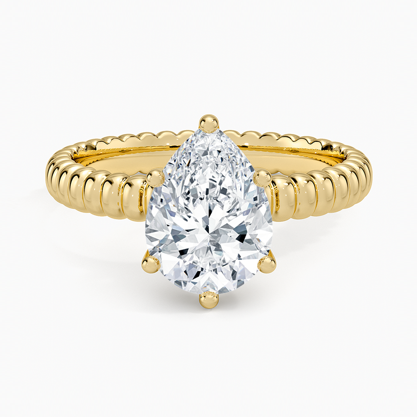 Petra Textured Solitaire Ring Yellow Gold 18k Pear Engagement Ring
