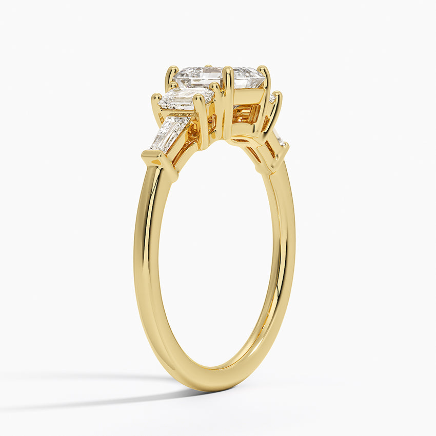 Cleo Five Stone Diamond Ring Yellow Gold 18k Asscher Engagement Ring