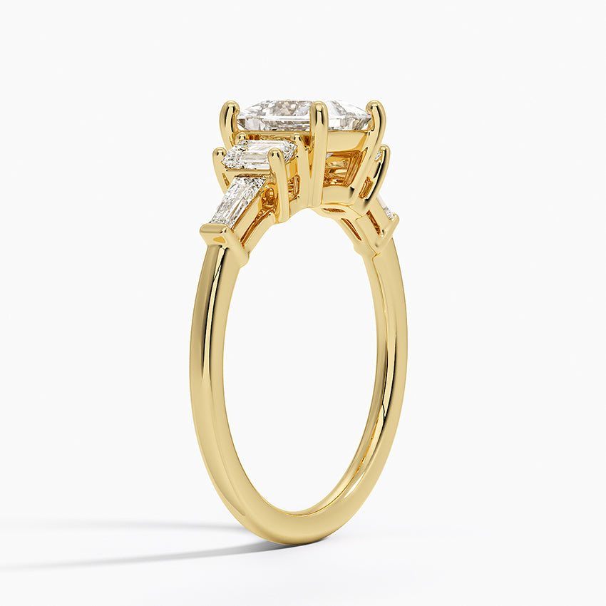 Cleo Five Stone Diamond Ring Yellow Gold 18k Princess Engagement Ring