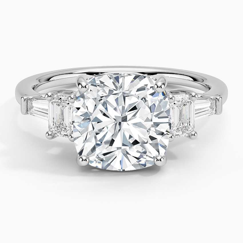Cleo Five Stone Diamond Ring Platinum Cushion Engagement Ring
