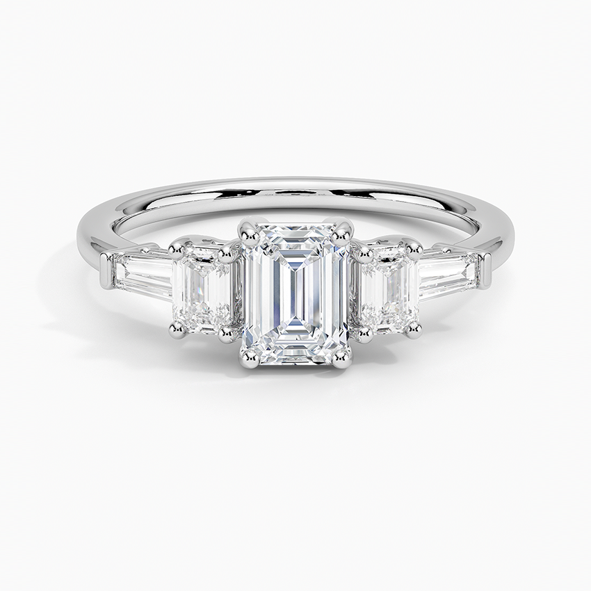Cleo Five Stone Diamond Ring Platinum Emerald Engagement Ring