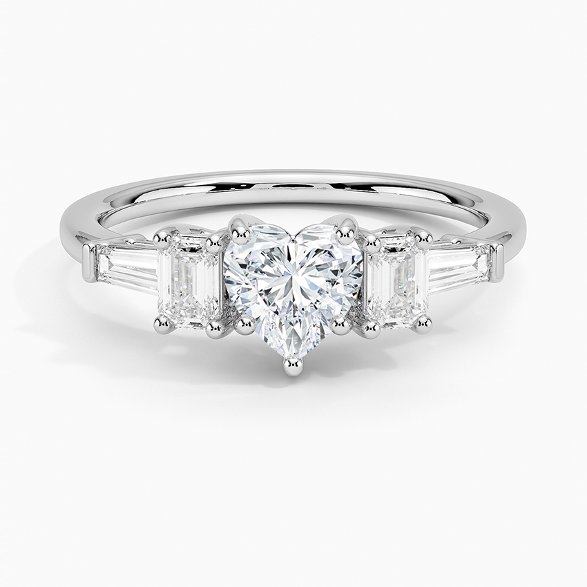 Cleo Five Stone Diamond Ring Platinum Heart Engagement Ring
