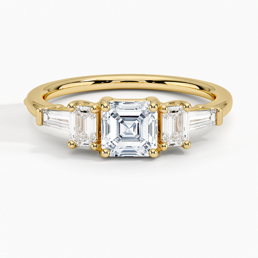 Cleo Five Stone Diamond Ring Yellow Gold 18k Asscher Engagement Ring