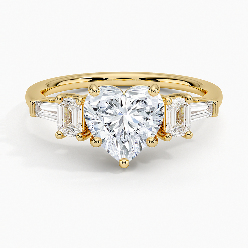 Cleo Five Stone Diamond Ring Yellow Gold 18k Heart Engagement Ring