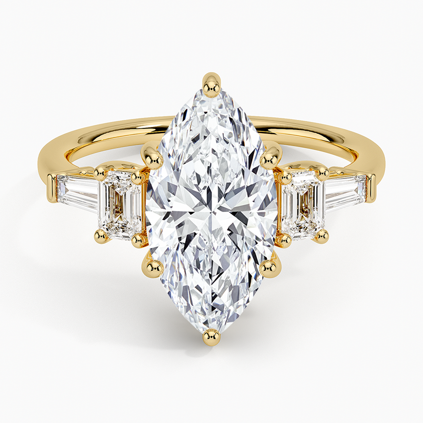 Cleo Five Stone Diamond Ring Yellow Gold 18k Marquise Engagement Ring