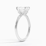 Adorned Camellia Milgrain Diamond Ring Platinum Emerald Engagement Ring