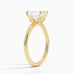 Adorned Camellia Milgrain Diamond Ring Yellow Gold 18k Emerald Engagement Ring