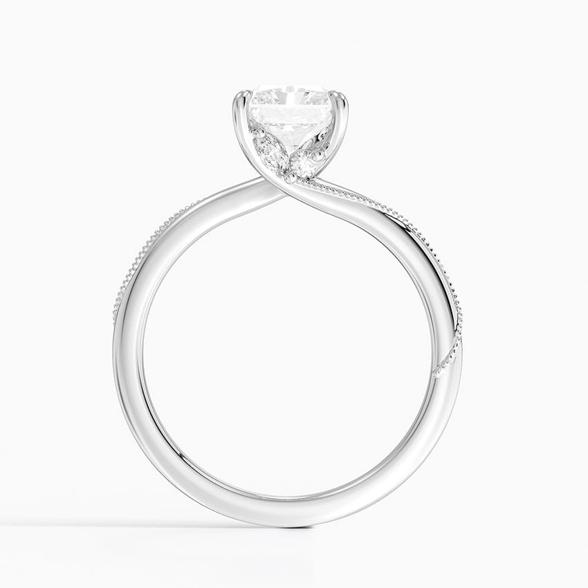 Adorned Camellia Milgrain Diamond Ring Platinum Radiant Engagement Ring