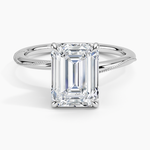 Adorned Camellia Milgrain Diamond Ring Platinum Emerald Engagement Ring