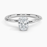 Adorned Camellia Milgrain Diamond Ring Platinum Oval Engagement Ring