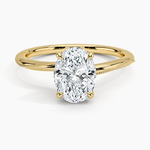 Adorned Camellia Milgrain Diamond Ring Yellow Gold 18k Oval Engagement Ring