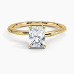 Adorned Camellia Milgrain Diamond Ring Yellow Gold 18k Radiant Engagement Ring