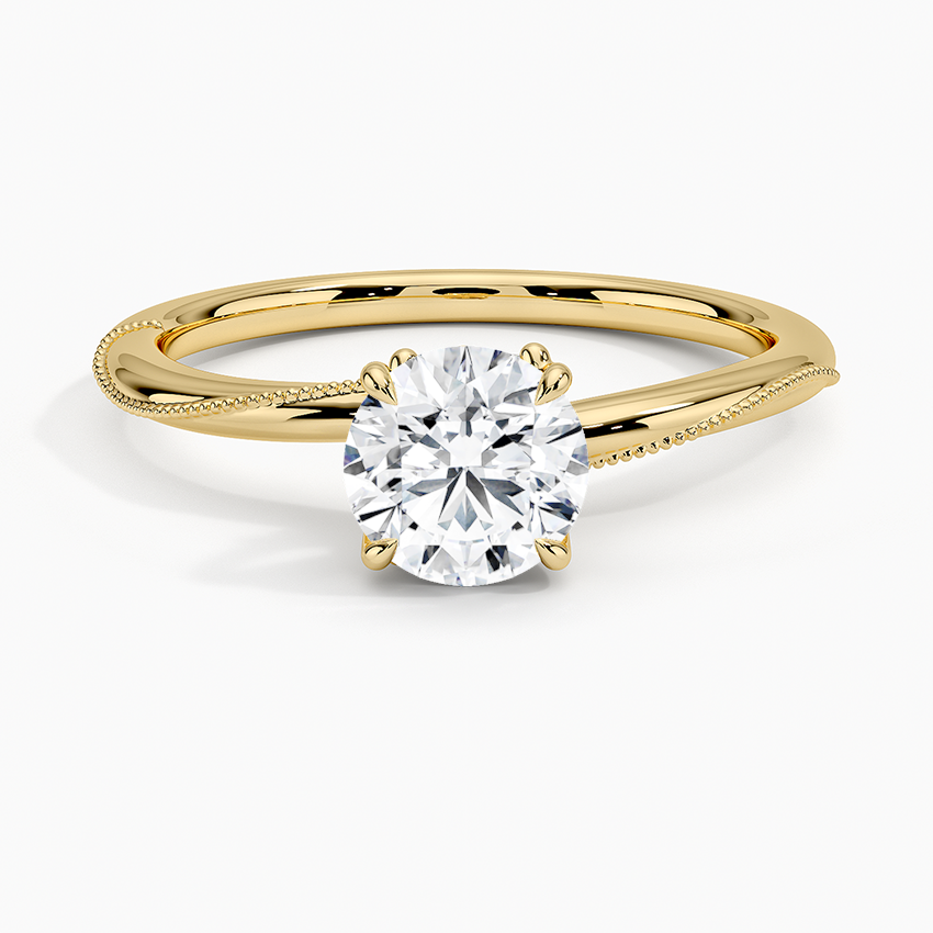 Camellia Hidden Accent 1.5mm Diamond Ring Yellow Gold 18k Round Engagement Ring