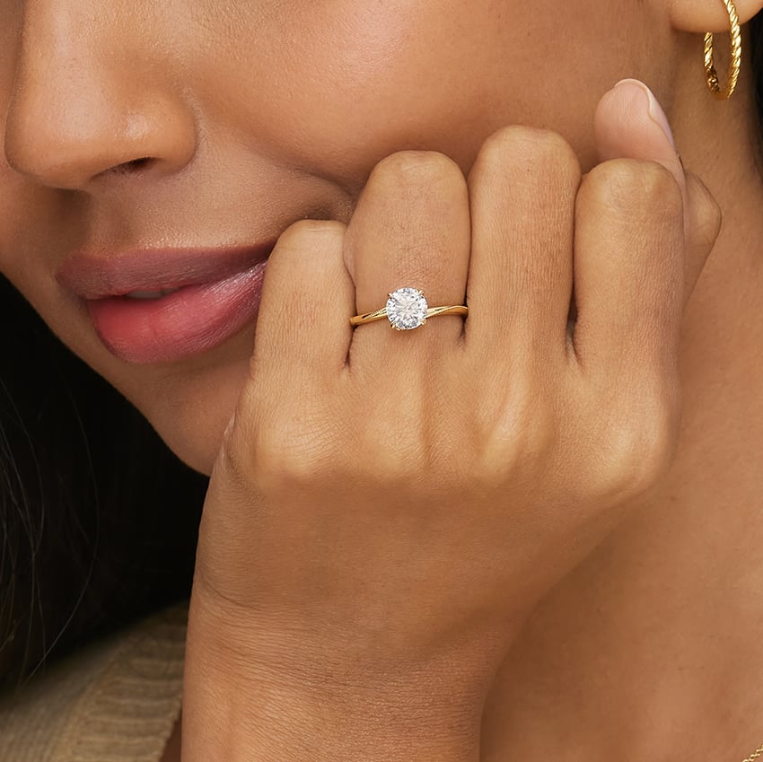 Adorned Camellia Milgrain Diamond Ring Yellow Gold 18k Engagement Ring