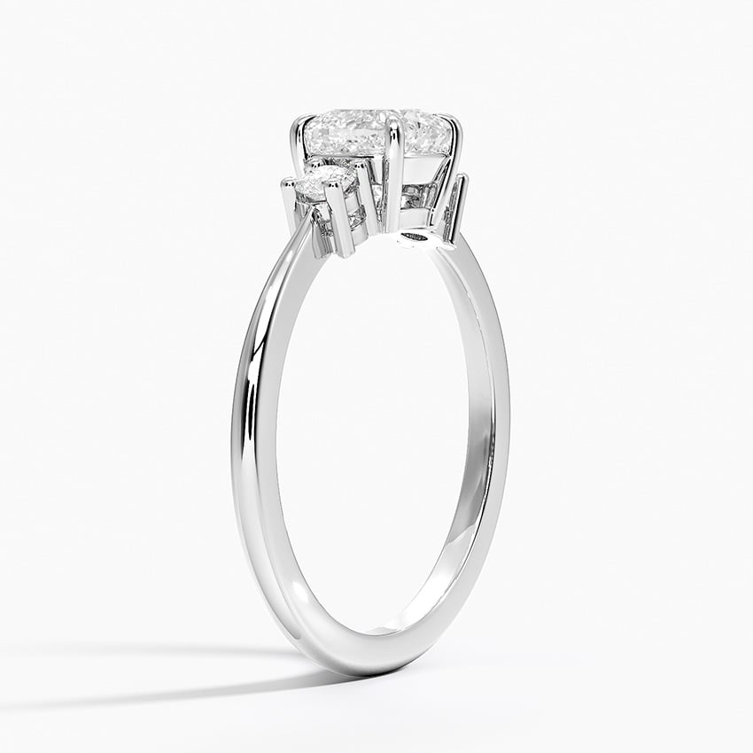 Petite Selene Three Stone Diamond Ring (1/10 ct. tw.) Platinum Cushion Engagement Ring