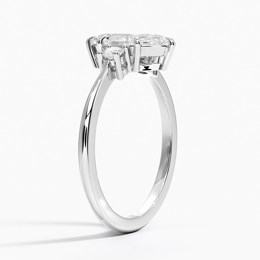 Petite Selene Three Stone Diamond Ring (1/10 ct. tw.) Platinum Marquise Engagement Ring