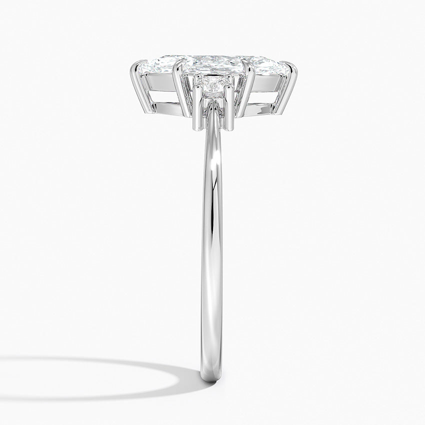 Petite Selene Three Stone Diamond Ring (1/10 ct. tw.) Platinum Marquise Engagement Ring