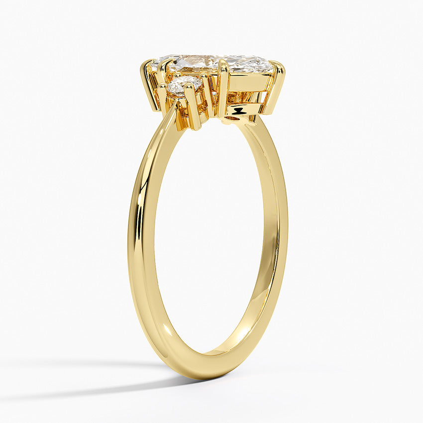 Petite Selene Three Stone Diamond Ring (1/10 ct. tw.) Yellow Gold 18k Marquise Engagement Ring