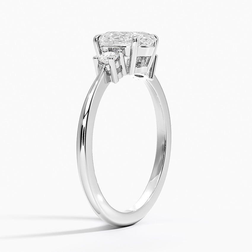 Petite Selene Three Stone Diamond Ring (1/10 ct. tw.) Platinum Oval Engagement Ring