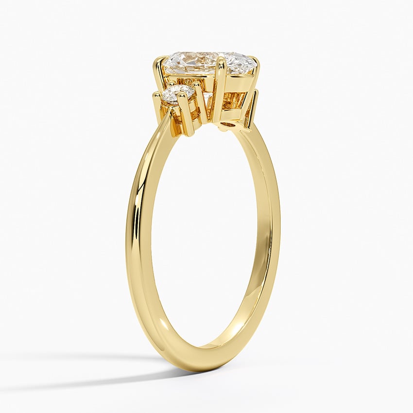Petite Selene Three Stone Diamond Ring (1/10 ct. tw.) Yellow Gold 18k Oval Engagement Ring