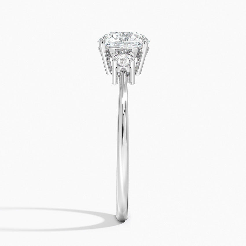Petite Selene Three Stone Diamond Ring (1/10 ct. tw.) Platinum Round Engagement Ring